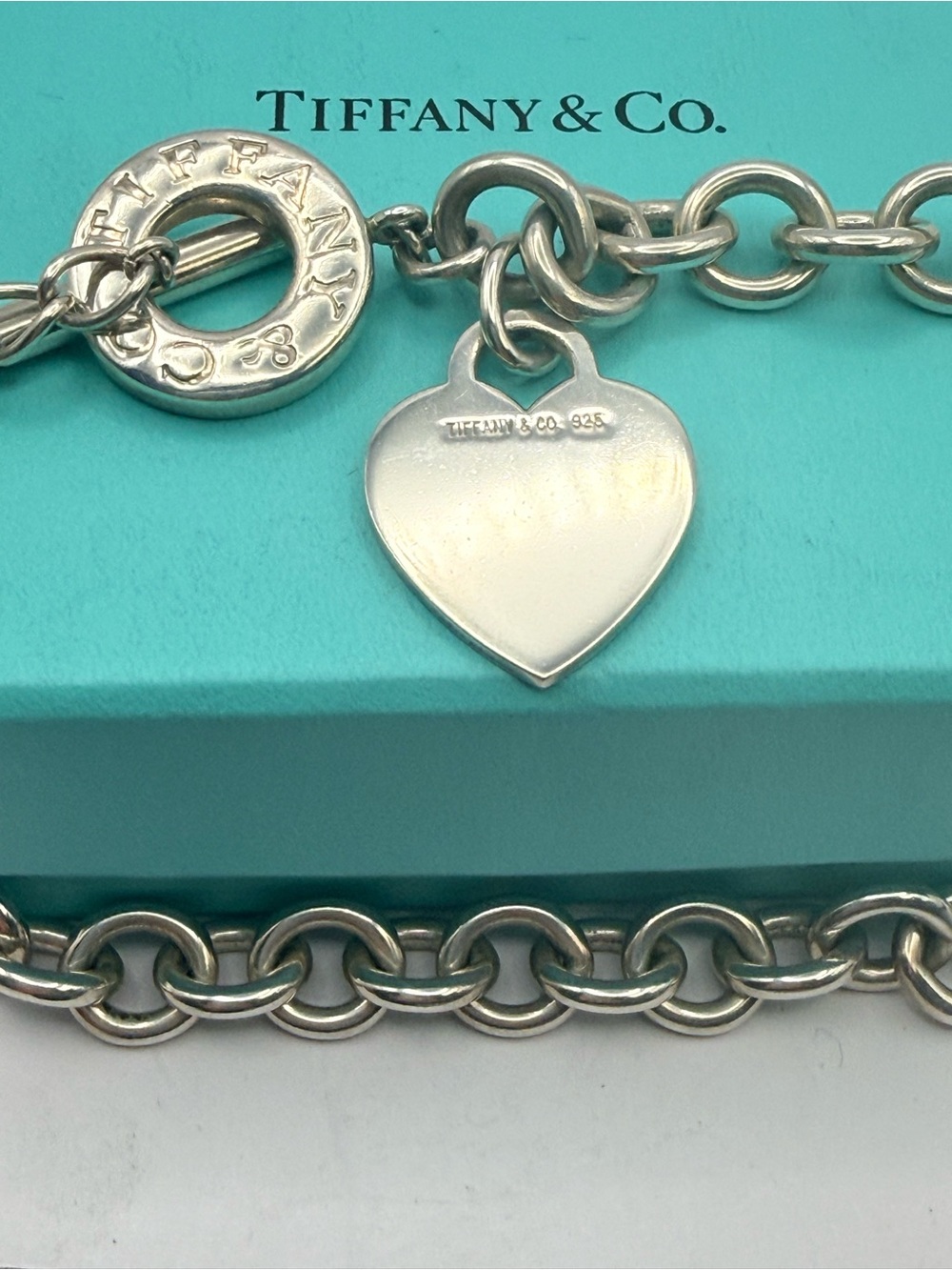 Tiffany & Co. Sterling Silver Heart Tag Toggle Necklace - 76.9g 16”